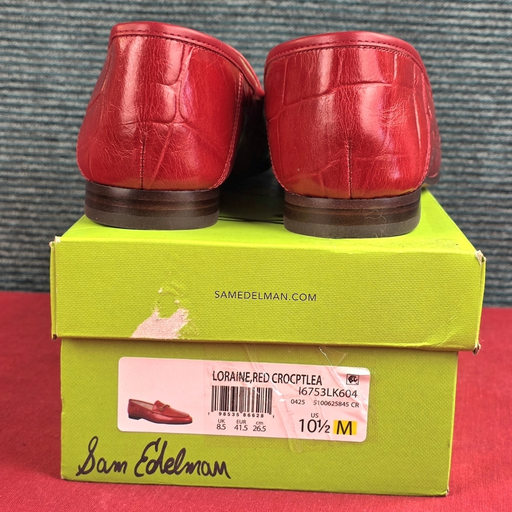 Sam Edelman Loraine, Red Croc Pattern Loafers NEW In Box 10.5M - Picture 9 of 16